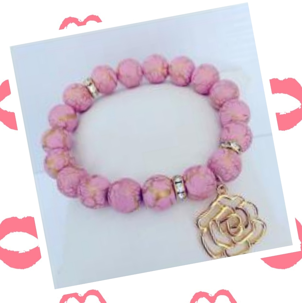 Camellia flower charm bracelet